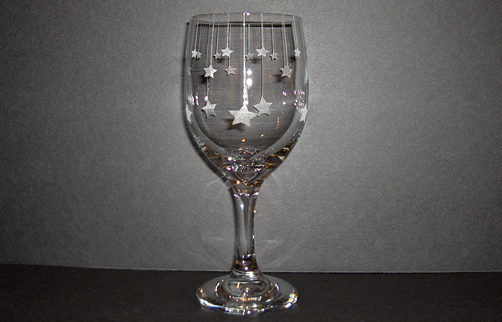 Laser engraved wine glass
