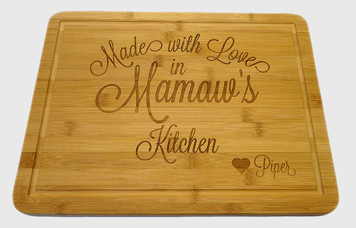Laser engraved bamboo cutting board